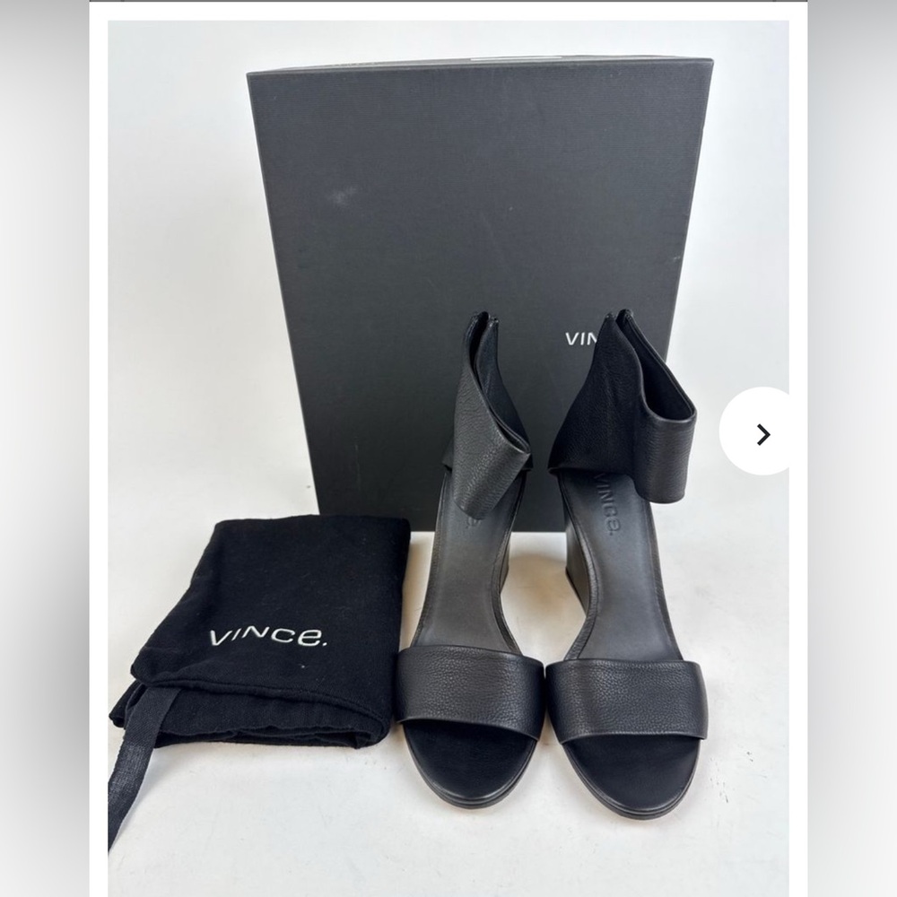 Vince black, leather wedge sandals